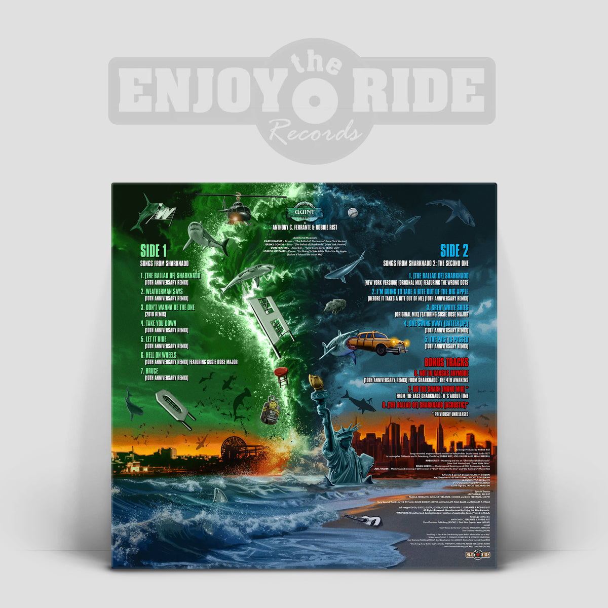 Glow In The Dark 3D Printed REAL Shark Tooth FILLED Vinyl for Songs from Sharknado PRE ORDER