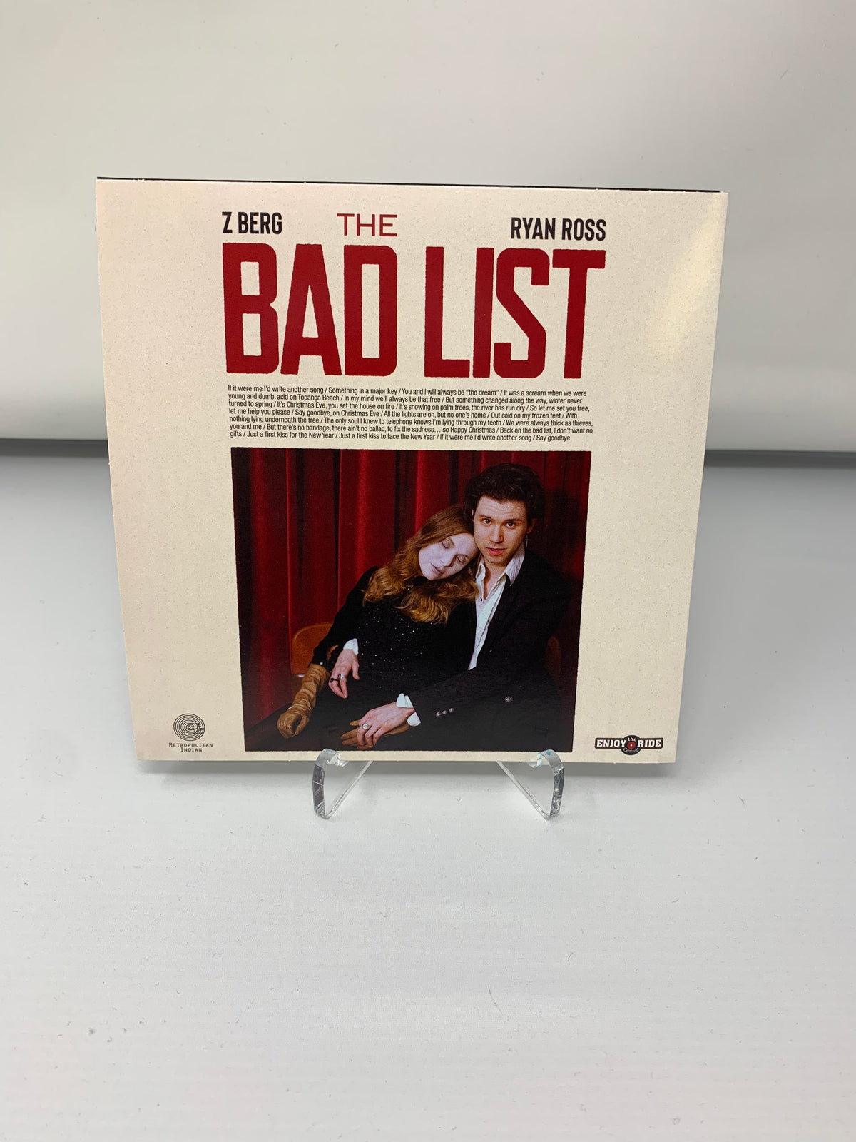 Z Berg & Ryan Ross 7" Vinyl Record- The Bad List/I Go To Sleep/I Fall For The Same Face Everytime (ETR092)